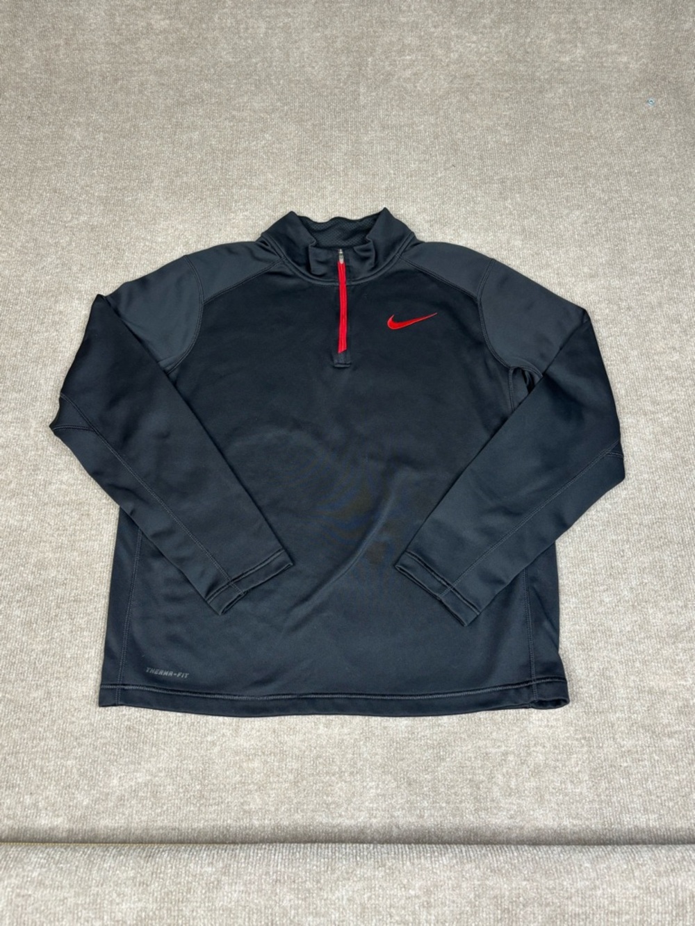 Nike Therma-FIT Pullover Mens Large Black 1/4 Zip Fleece Running Top 715199-010